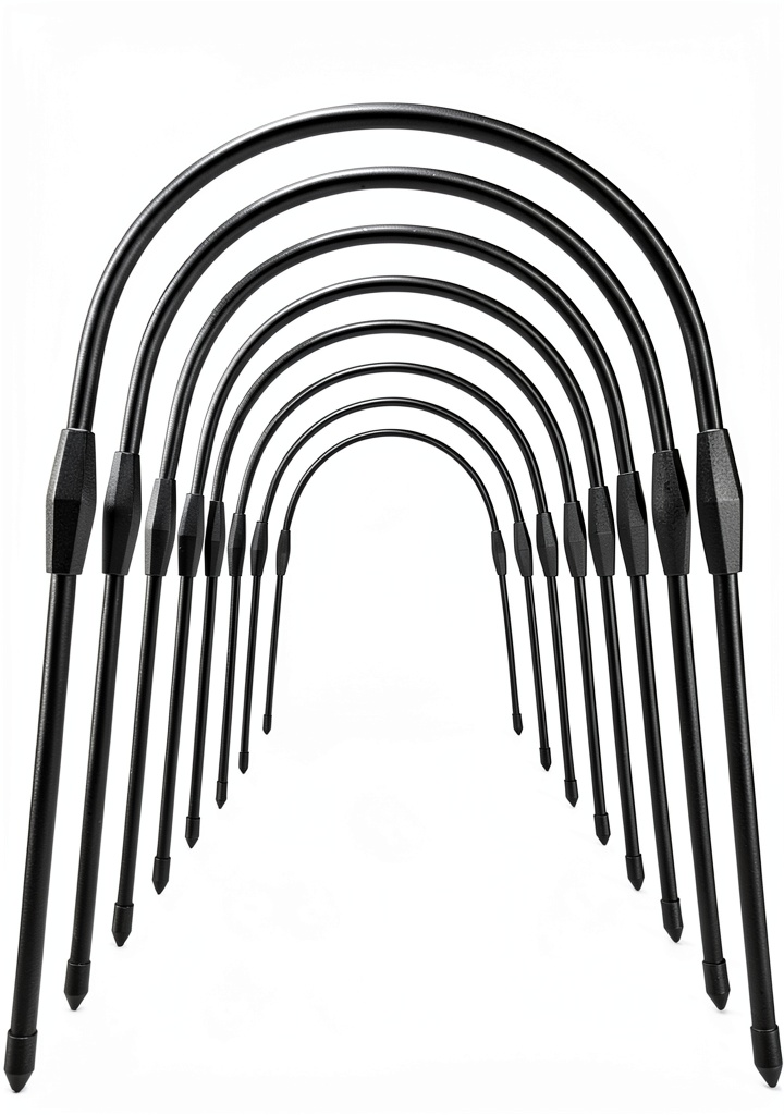 'MiShu greenhouse hoops assembled in a garden bed'