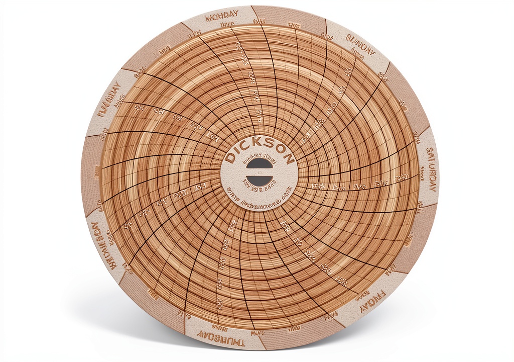 Dickson C036 circular chart paper sheets displayed on a monitoring device
