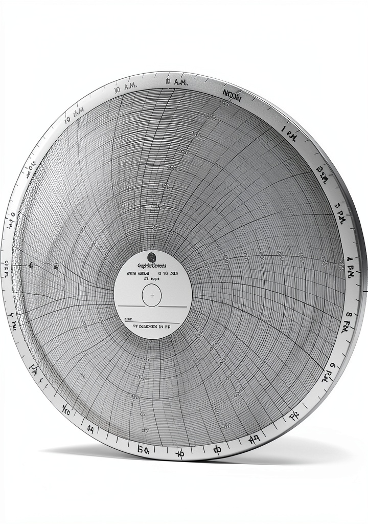 COLE-PARMER circular chart paper sheets displayed beside industrial recorder