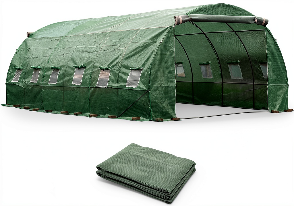 BPS greenhouse cover installed in a garden setting