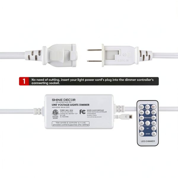 Shine Decor LED Neon Rope Light Dimmer with 4.92ft UL‑Rated Power Cord-3