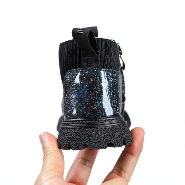 Girl Stylish Glattering Snow Boots Fleece Lined Hiking Boot Lug Sole-8