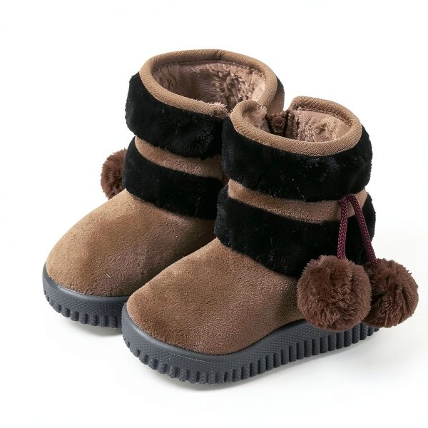 Toddler Girl Thermal Hiking Boots KidCo Fleece Lined Zipper Beige-3