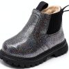 Girl Stylish Glattering Snow Boots Fleece Lined Hiking Boot Lug Sole-0