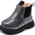 Girl Stylish Glattering Snow Boots Fleece Lined Hiking Boot Lug Sole-0