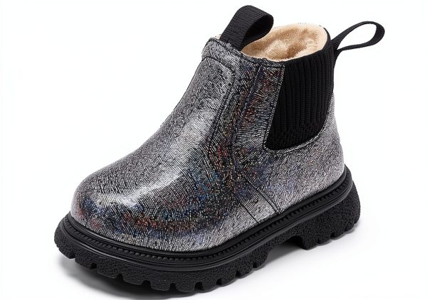 Girl Stylish Glattering Snow Boots Fleece Lined Hiking Boot Lug Sole-0