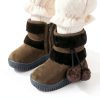 Toddler Girl Thermal Hiking Boots KidCo Fleece Lined Zipper Beige-1