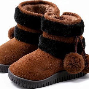Toddler Girl Thermal Hiking Boots KidCo Fleece Lined Zipper Beige-0