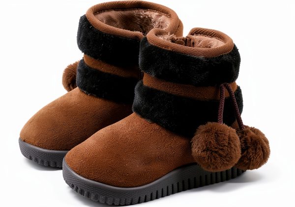 Toddler Girl Thermal Hiking Boots KidCo Fleece Lined Zipper Beige-0